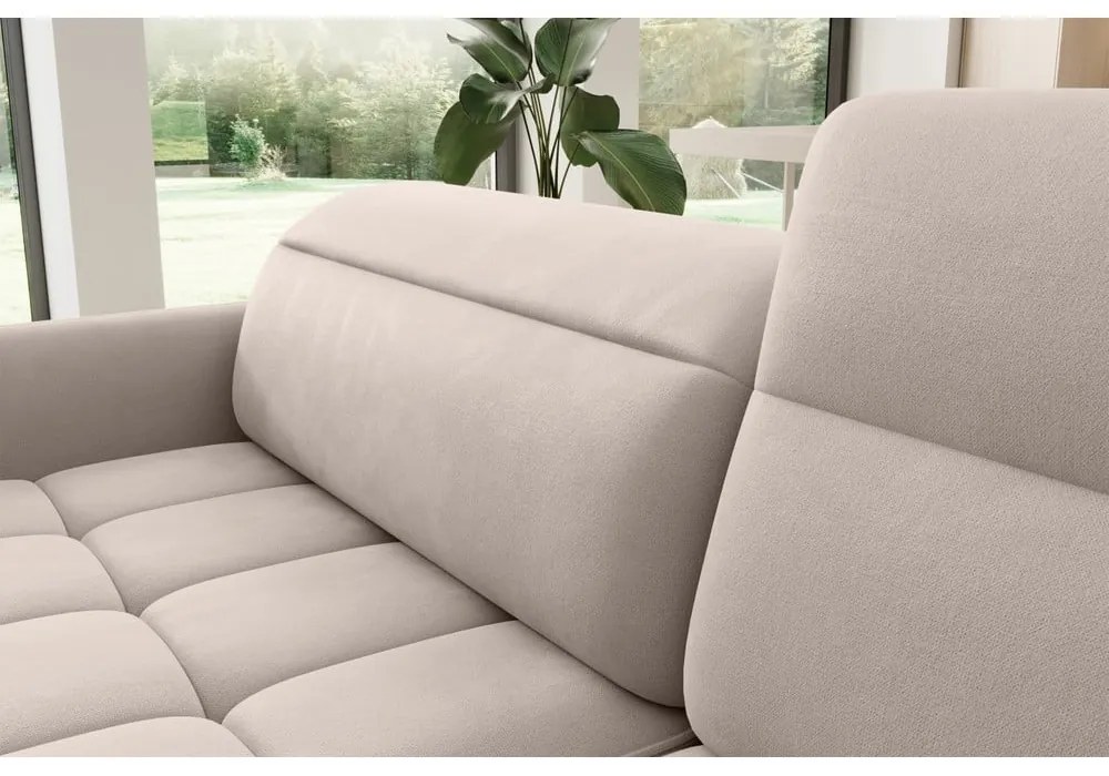 Colțar maro deschis extensibil/cu spațiu de depozitare cu tapițerie din catifea (cu colț pe partea dreaptă/în formă de ”L”) Barea – ELTAP