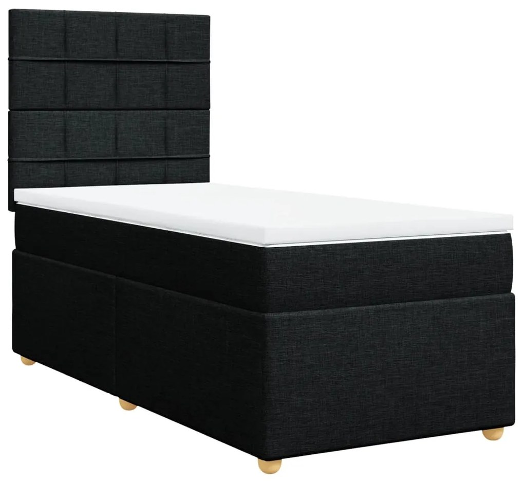 3291137 vidaXL Pat box spring cu saltea, negru, 90x190 cm, textil