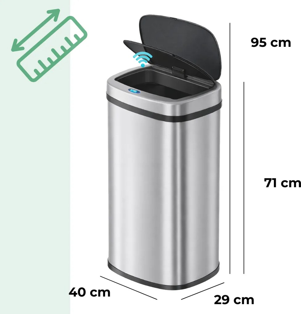 Coș de gunoi cu senzor DEUS, 58 litri, argintie Jurhan