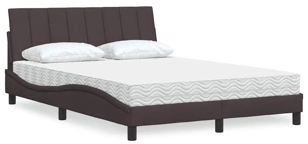 vidaXL Pat cu saltea, maro închis, 140x200 cm, textil