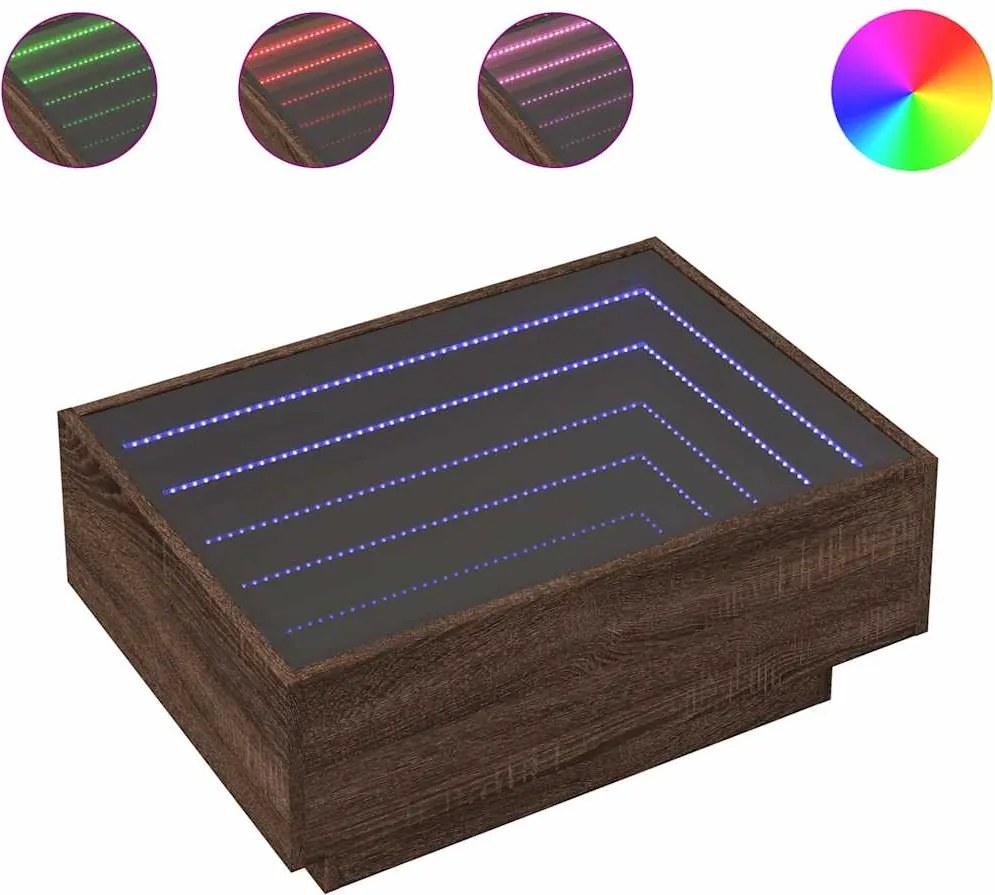 vidaXL Măsuță de cafea cu LED stejar maro 70x50x30 cm lemn prelucrat