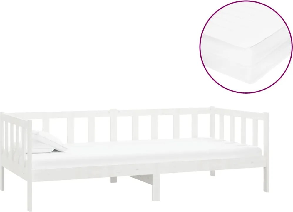 vidaXL Pat de zi cu saltea, 90x200 cm, lemn masiv de pin