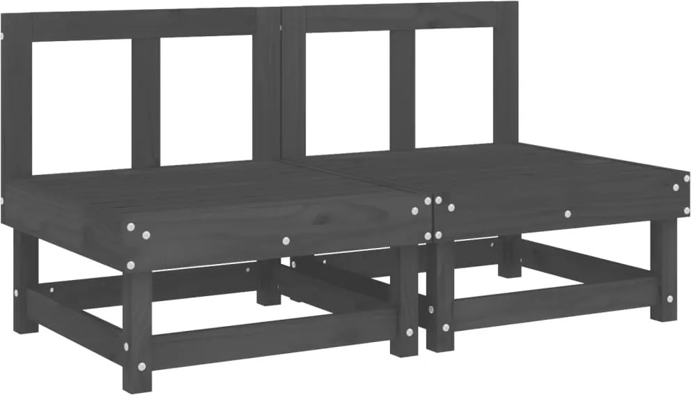 vidaXL Canapele de mijloc pentru grădină, 2 buc., gri, lemn masiv pin