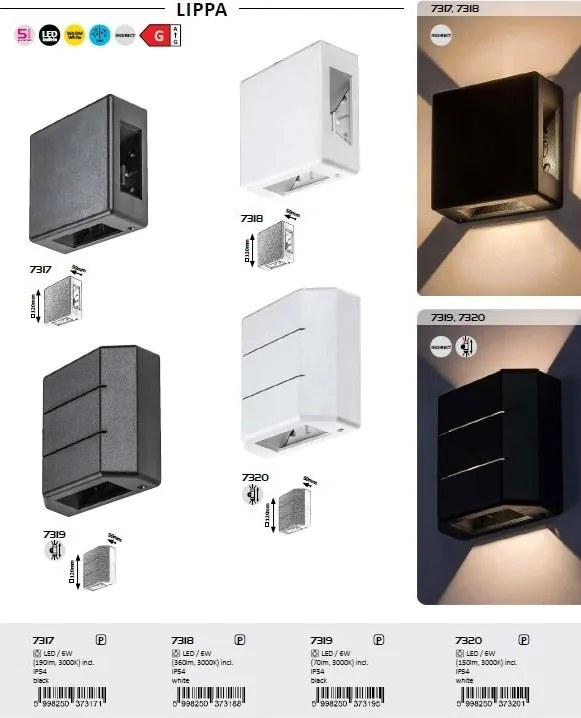 Aplica LED iluminat exterior ambiental IP54 Lippa alb