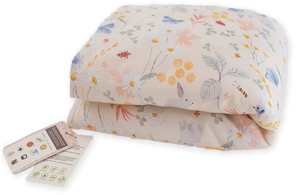 Pilota pentru copii Nature Bamboo by Amy din bambus si umplutura hipoalergenica BabySoft, Lunca Bej, 70x65cm