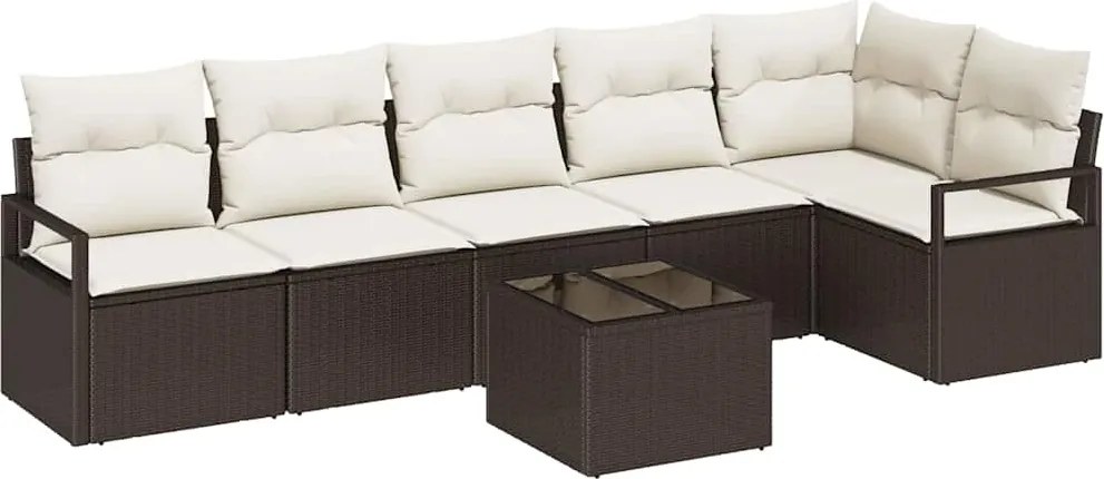 vidaXL Set de canapea cu pernă 7 pcs Maro poliratan