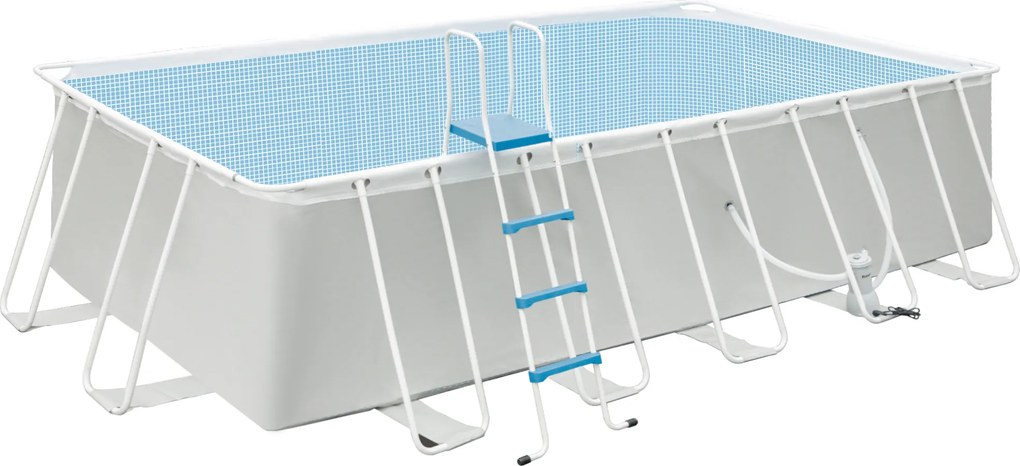 Outsunny Piscină Supraterană cu Cadru de Oțel, Pompă de Filtru, Cartuș Filtrant, Rezistentă la Rugină, 580x310x122 cm, Gri deschis | Aosom Romania