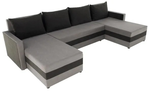 Colțar extensibil universal în U BRISTOL, tapițat, gri/negru