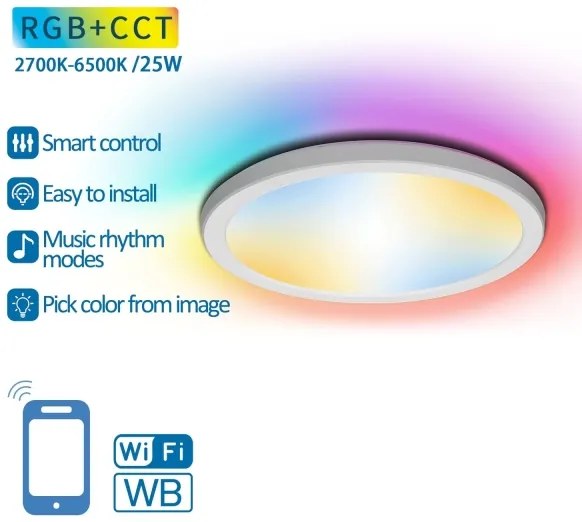 Plafonieră LED RGBW dimabilă Aigostar LED/25W/230V 2700-6500K Wi-Fi