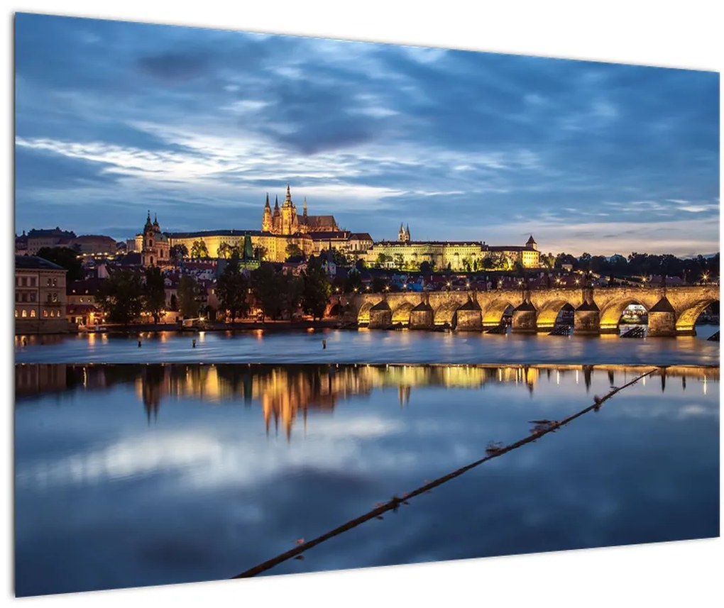 Tablou cu palatul din Praga și podul lui Carol (90x60 cm)