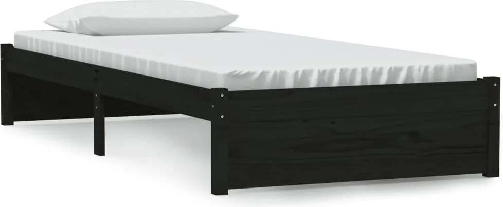 vidaXL Cadru de pat single, negru, 90x190 cm, lemn masiv