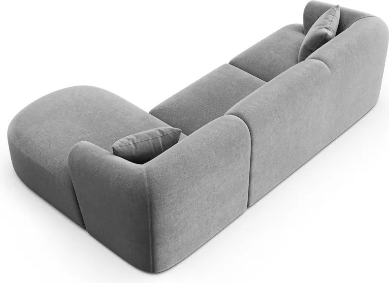 Colțar gri deschis cu tapițerie din catifea (cu colț pe partea dreaptă/cu șezlong) Campi – Cosmopolitan Design