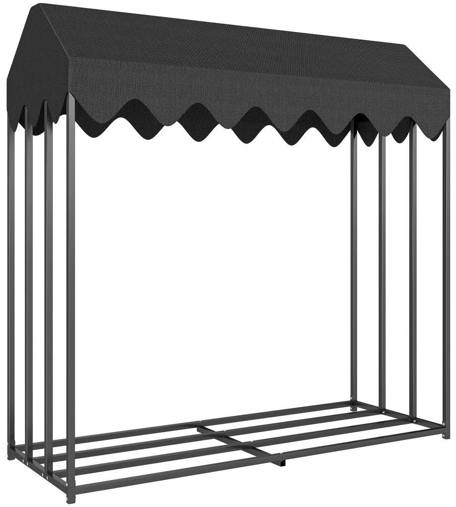 Outsunny Suport lemne exterior, raft pentru lemne cu husă de protecție 600D Oxford capacitate 1,9 m³, oțel 186x70x185cm negru | Aosom Romania