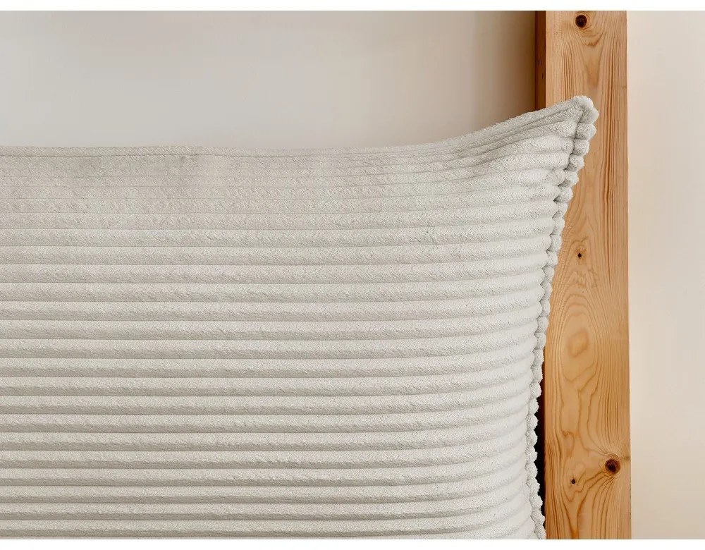 Pat matrimonial crem tapițat cu spațiu de depozitare cu somieră 160x200 cm Jade – Bobochic Paris