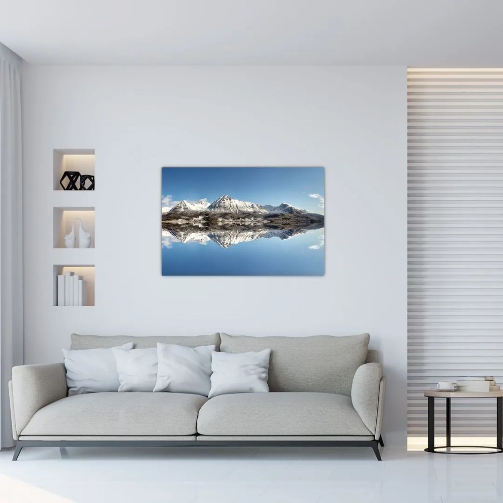 Tablou cu munți și reflectarea lor (90x60 cm)
