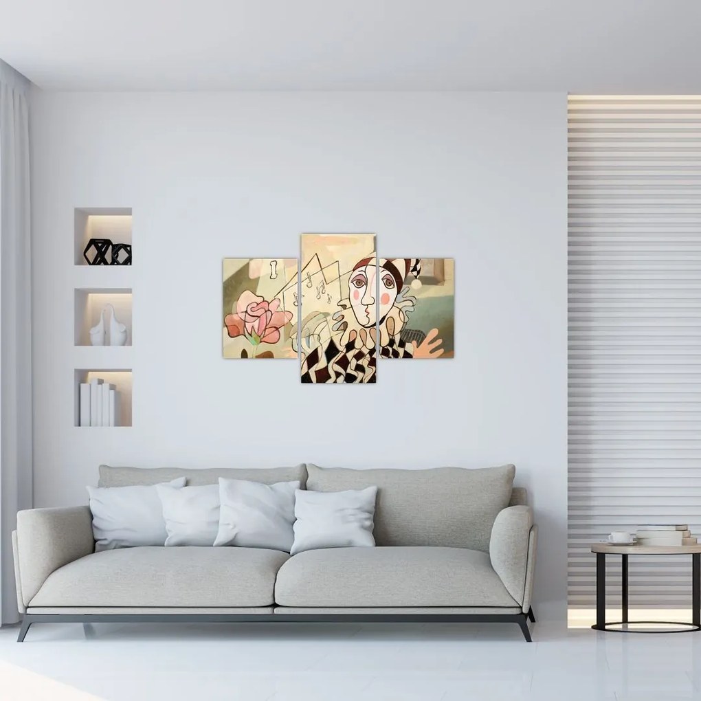 Tablou - Cubismul - arlechin și trandafir (90x60 cm)