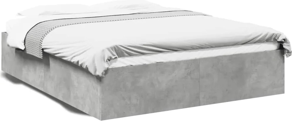 vidaXL Cadru de pat, gri beton, 150x200 cm, lemn prelucrat