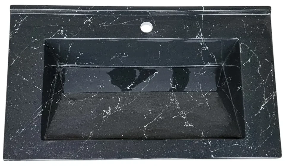 Lavoar(chiuveta) baie compozit granit, cu sifon ascuns, HouseXL LuxMarble, 71x47 cm, montaj pe blat sau masca, antibacterian, aspect marmurat