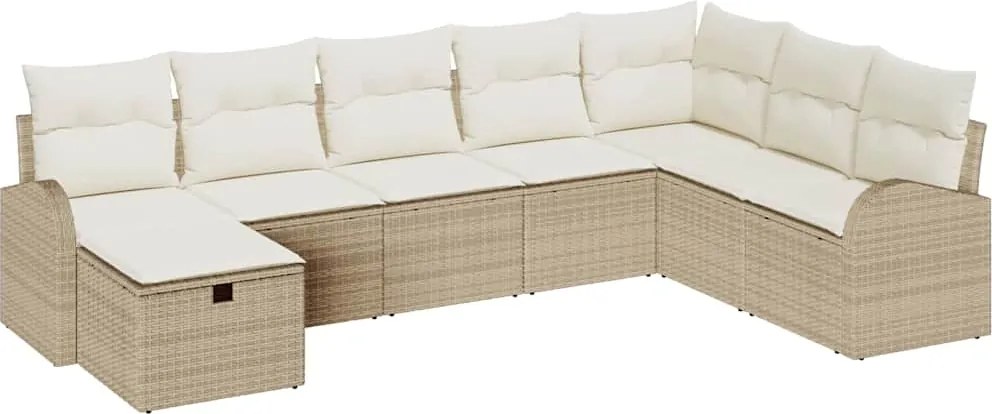 vidaXL Set de canapele pentru grădină cu pernă 8 pcs Bej Rattan poli