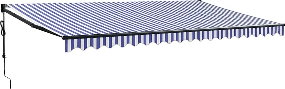vidaXL Copertină retractabilă automată, albastru și alb, 5x3 m