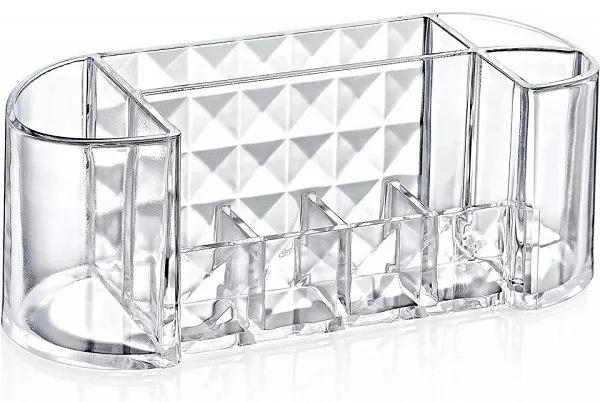 Organizator pentru cosmetice/papetarie Salarot, acril, transparent, 8,5 x 19,3 x 7 cm