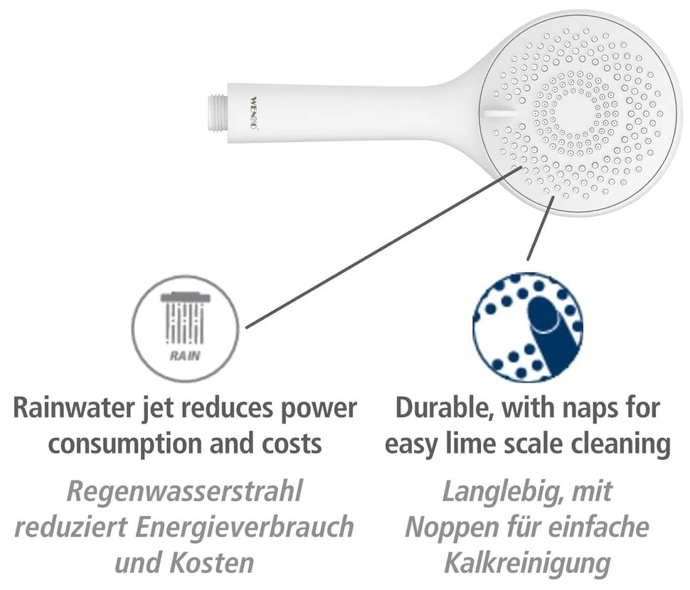 Set de duș alb din oțel inoxidabil 70 cm Watersaving – Wenko