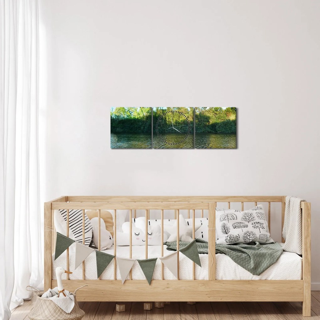 Tablou - lac (cu ceas) (90x30 cm)
