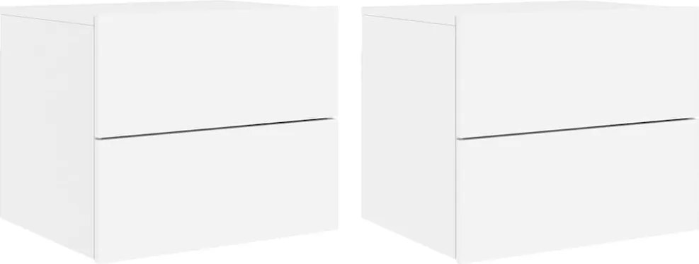 vidaXL Noptiere montate pe perete cu lumini LED, 2 buc., alb