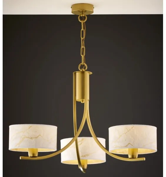 Jupiter 2096 - Lustră cu lanț ARTHUR, 3xE27/15W/230V, alb/auriu/decor de marmură
