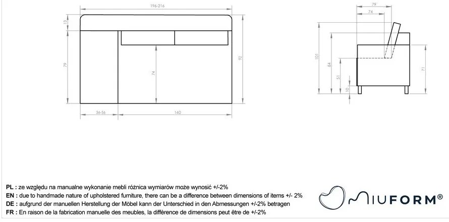 Șezlong roz prăfuit cu tapițerie din catifea reiată (cu colț pe partea stângă) Chic Charlotte – Miuform