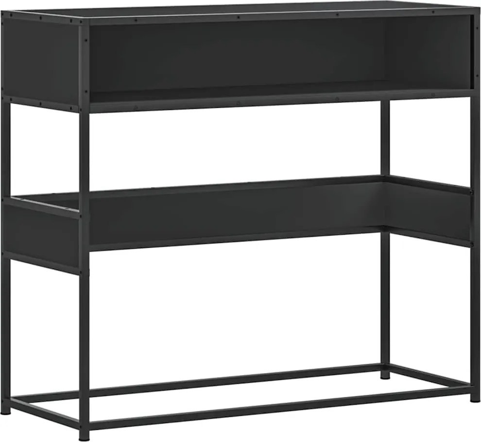 vidaXL Măsuță consolă, negru, 90x35x80 cm, lemn prelucrat
