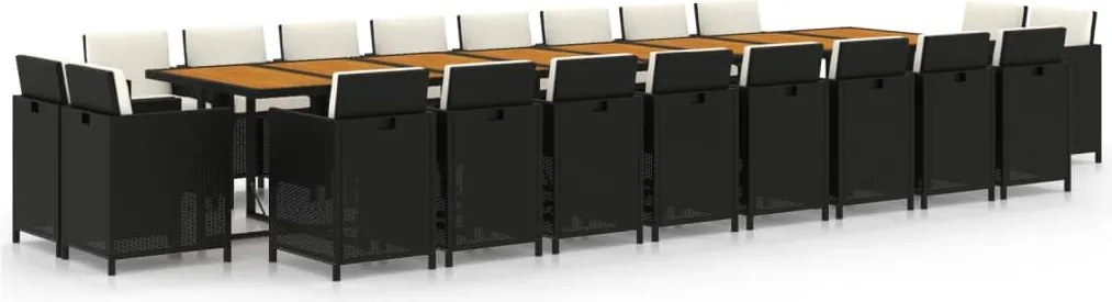 vidaXL Set mobilier de grădină cu perne, 21 piese, negru, poliratan