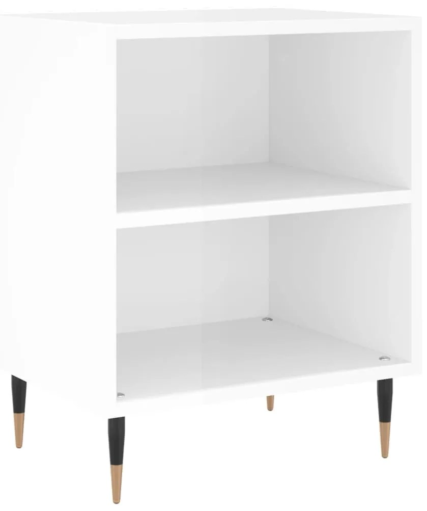 826768 vidaXL Noptieră, alb extralucios, 40x30x50 cm, lemn compozit