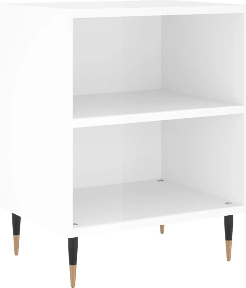 vidaXL Noptieră, alb extralucios, 40x30x50 cm, lemn compozit