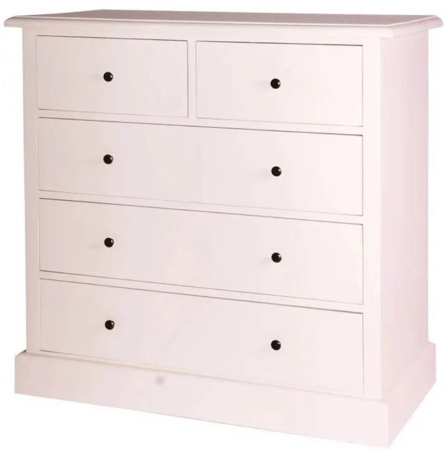 Comoda roz, din lemn de pin, cu 5 sertare, aspect vintage, Country