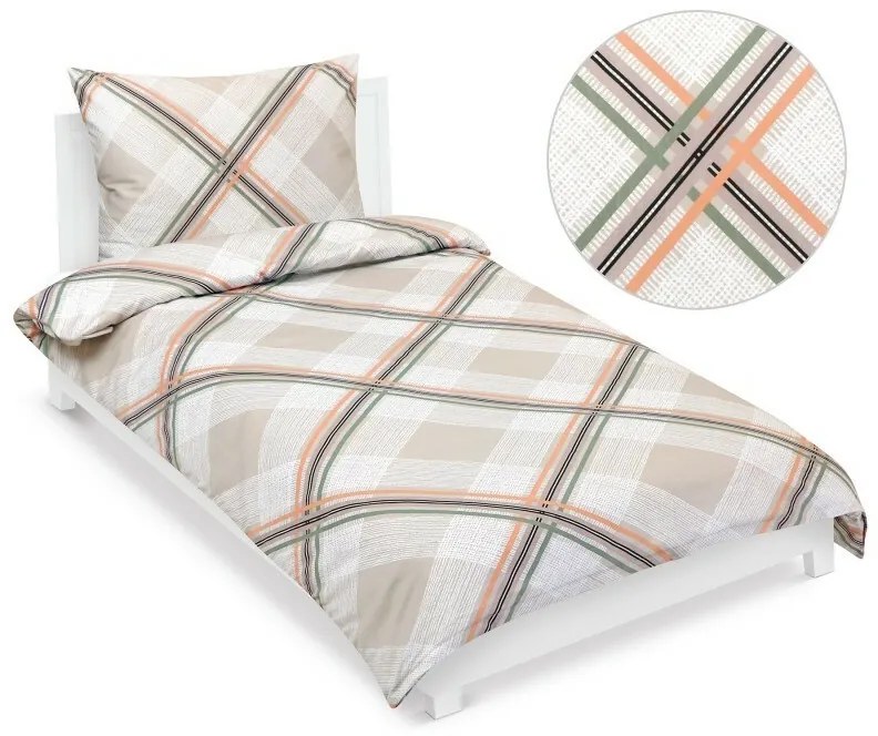 Lenjerie de pat Bellatex Satin Kostka bej , 140 x200 cm, 70 x 90 cm, 140 x 200 cm, 70 x 90 cm