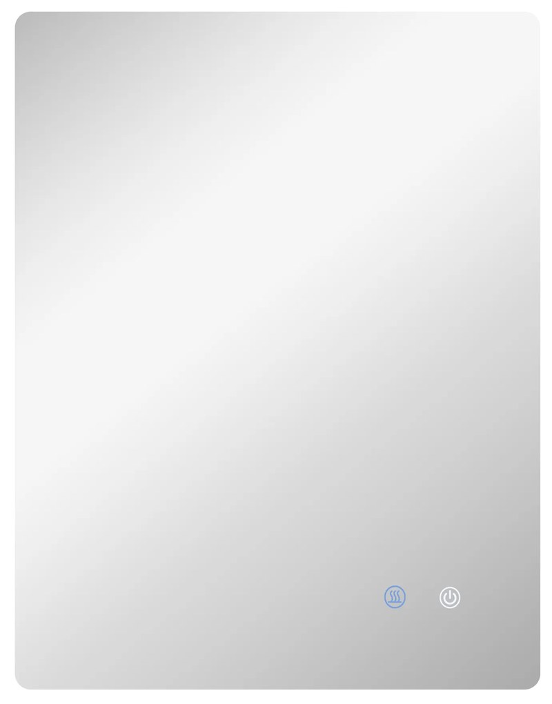 kleankin Oglindă dreptunghiulară de perete LED pentru baie 80 x 60 cm luminozitate reglabilă alb transparent | Aosom Romania