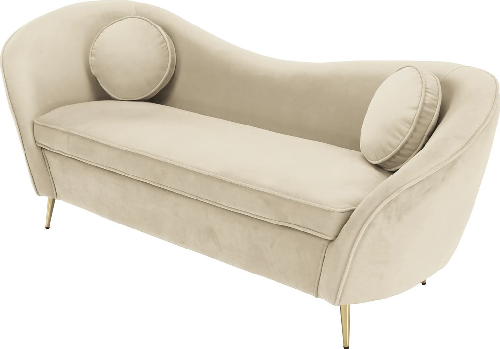 Canapea cu 3 locuri de design, ţesătură Velvet bejgold crom auriu, EZIO TYP 3