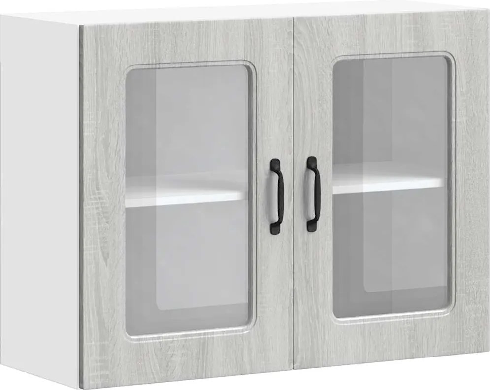 vidaXL Dulap bucătărie cu ușă sticlă Kalmar lemn prelucrat gri Sonoma