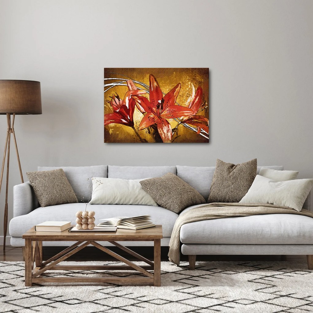 Tablou cu flori de crini (70x50 cm)