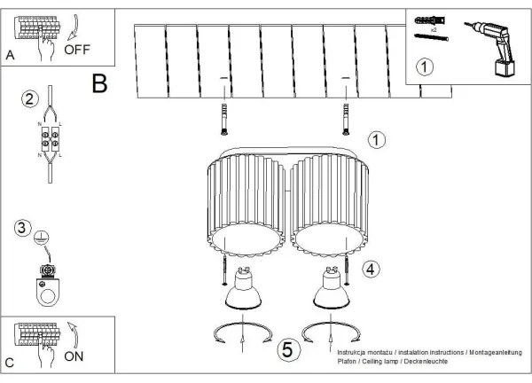 Sollux SL.1820 - Spot AURA 2x GU10/10W/230V, roșu