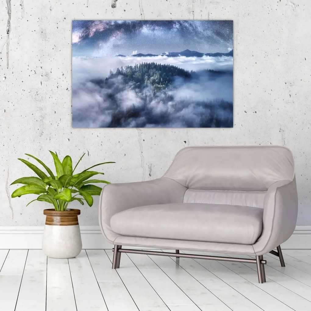 Tablou pădurii în ceață (90x60 cm)