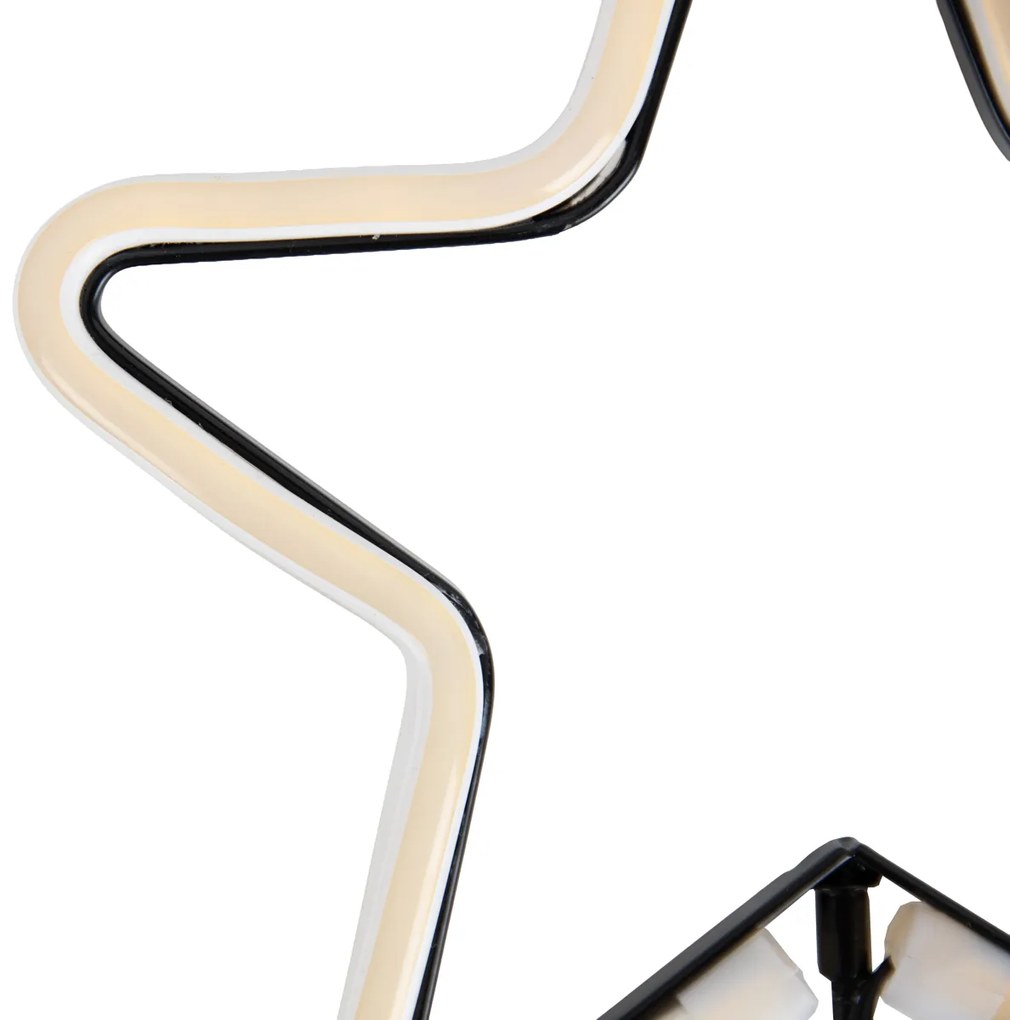 Spot de sol neon de Crăciun stea galbenă, incl. LED cu temporizator IP44 - Fura