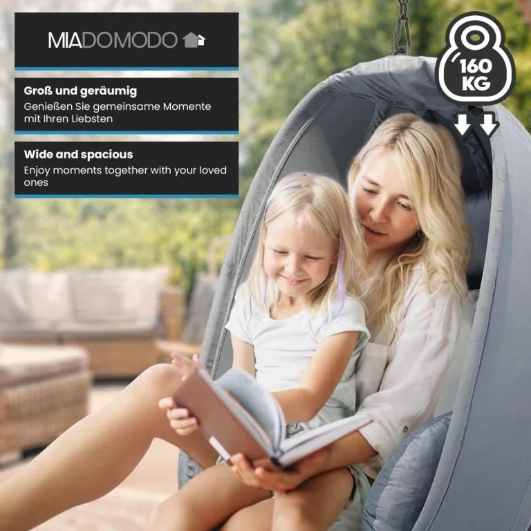 MIADOMODO scaun suspendat de tip hamac, gri, capacitate maxi