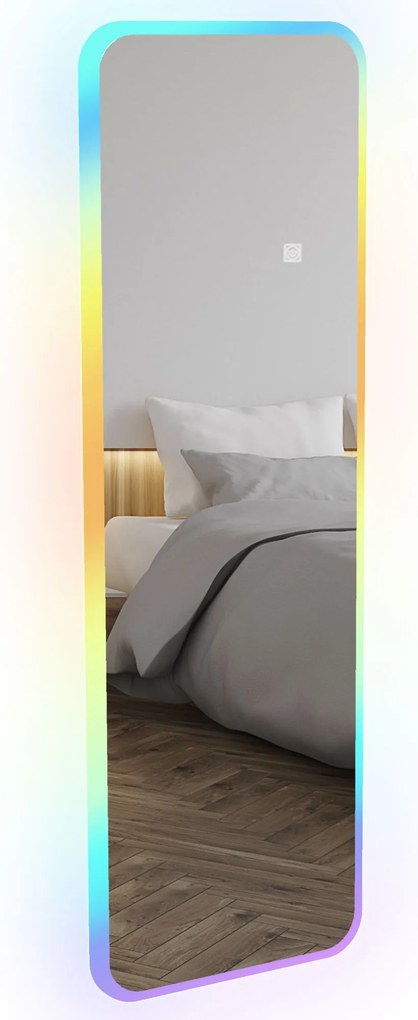 HOMCOM Oglindă de Corp Intreg cu Lumini LED 120x40 cm Oglindă de Perete cu Iluminare de 7 Culori RGB si Functie de Memorie | Aosom Romania