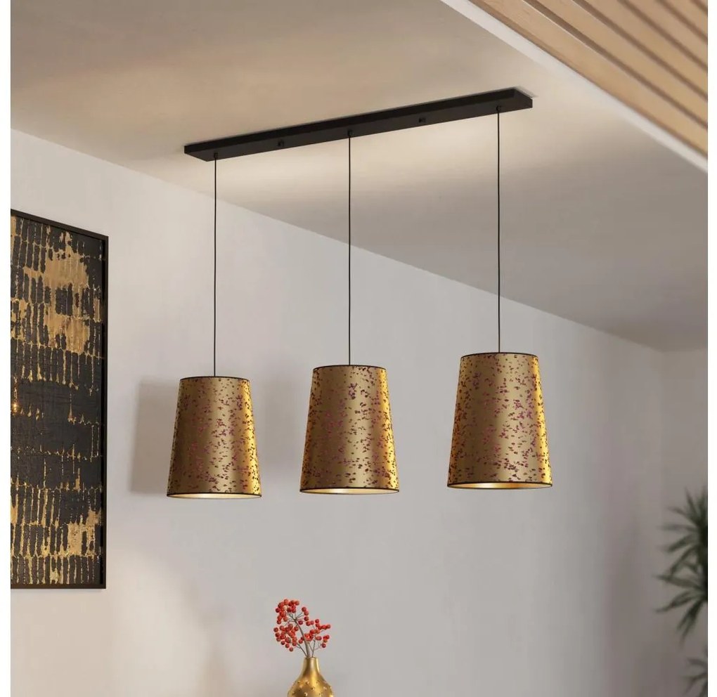 Lustră pe cablu Eglo 390293 CASTUERA 3xE27/25W/230V auriu/roz