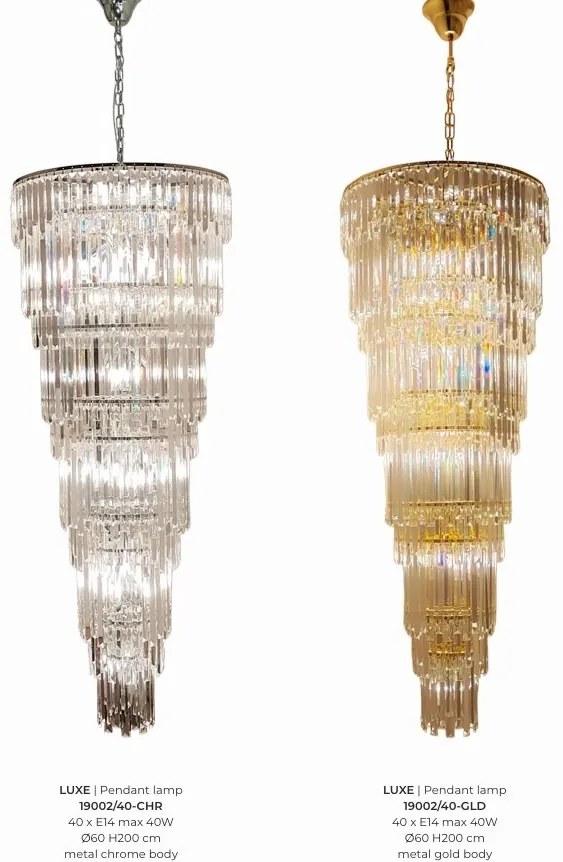 Lustra spectaculoasa pentru casa scarii sau hol LUXE auriu, H-200cm
