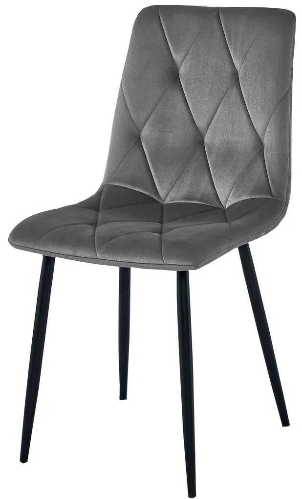 Scaun de dining din catifea gri inchis LIBRA cu picioare negre