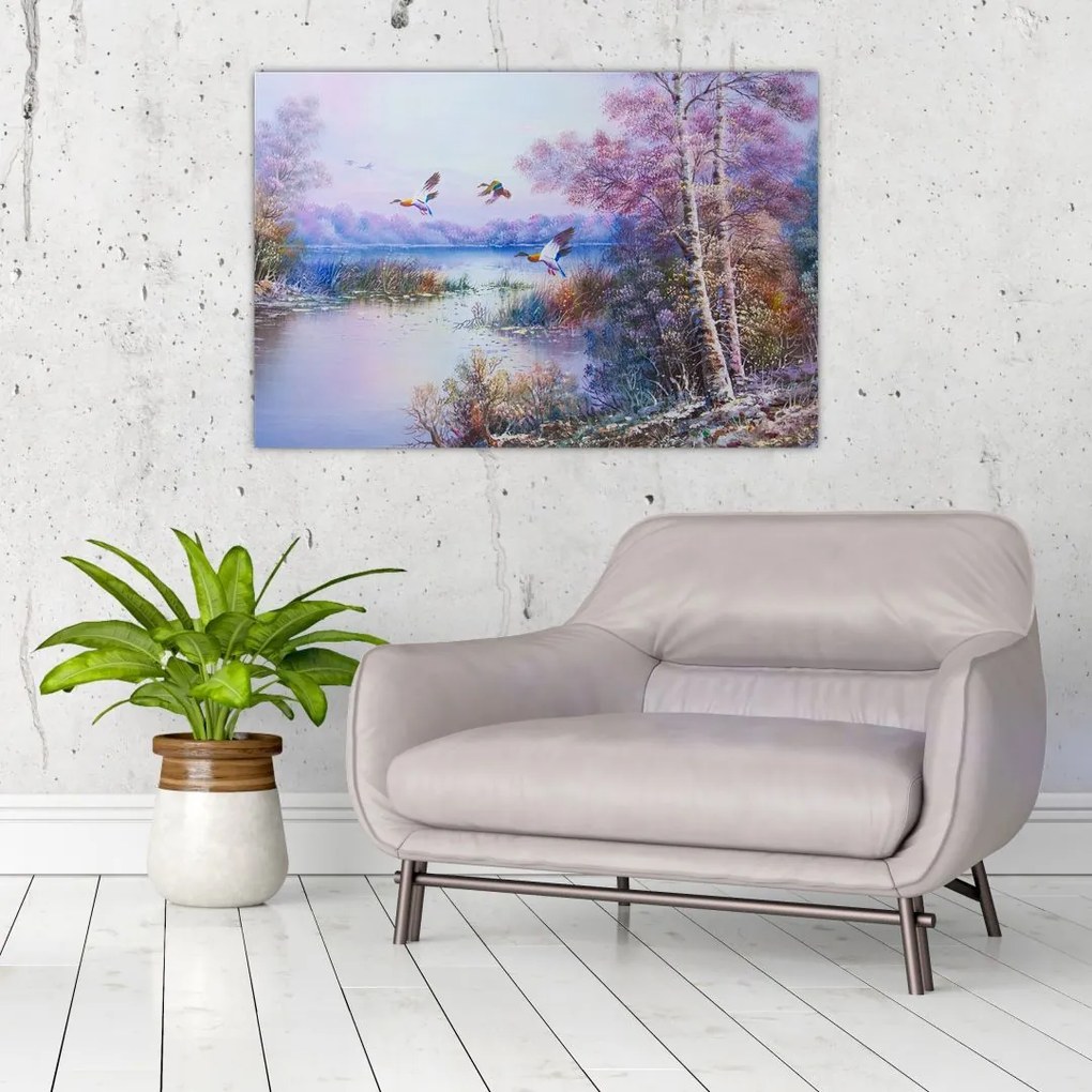 Tablou - Sosirea toamnei, pictură în ulei (90x60 cm)