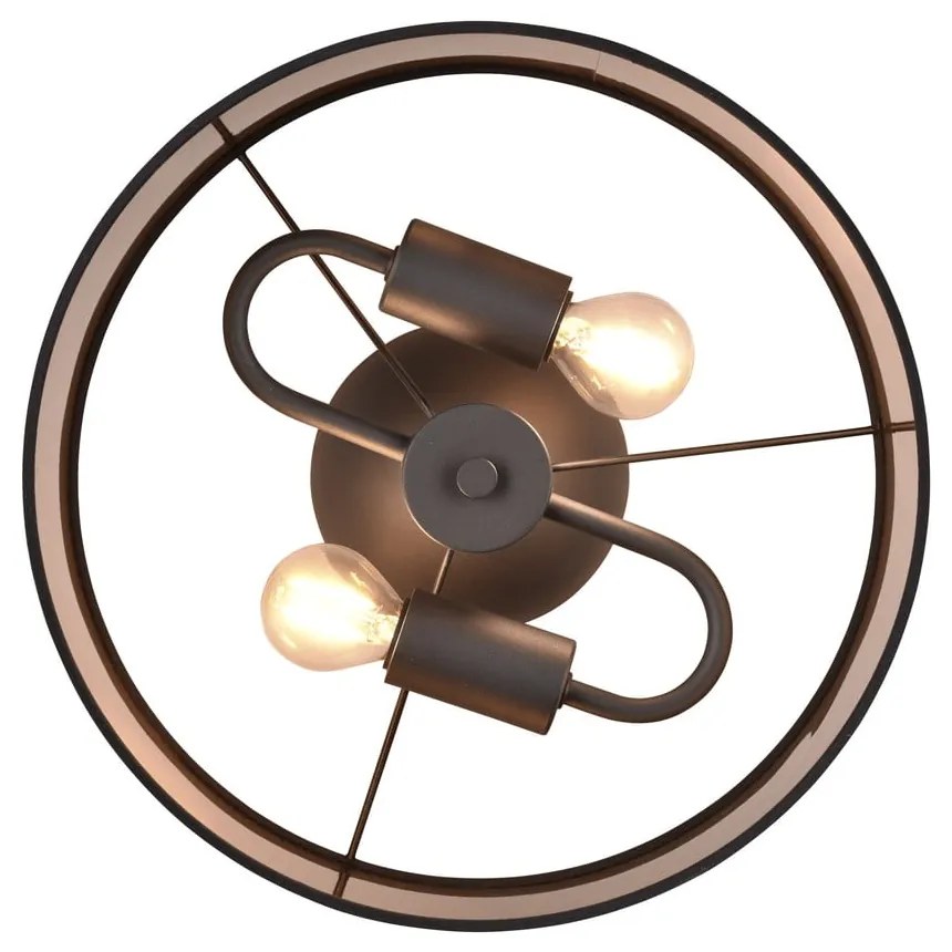 Plafonieră neagră-maro ø 30 cm Davos – Reality